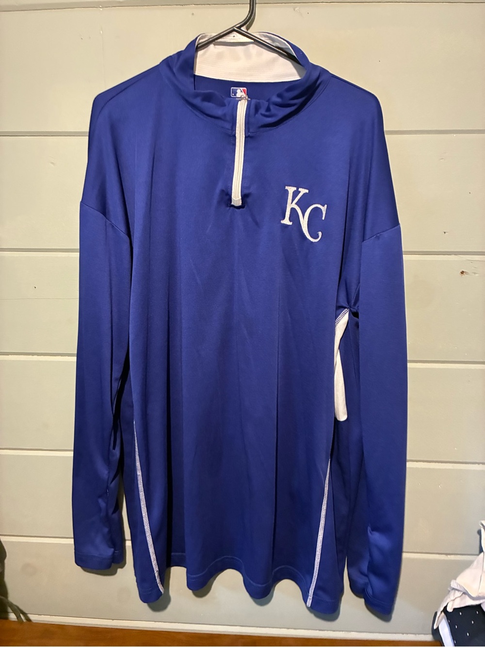 MLB KC Royals Blue & White Quarter-Zip Pullover